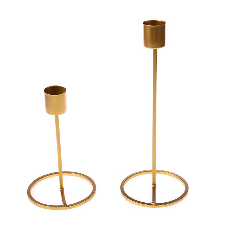 Set 4 Giá Đỡ Đèn Cầy Bằng Đồng Thau Màu Vàng