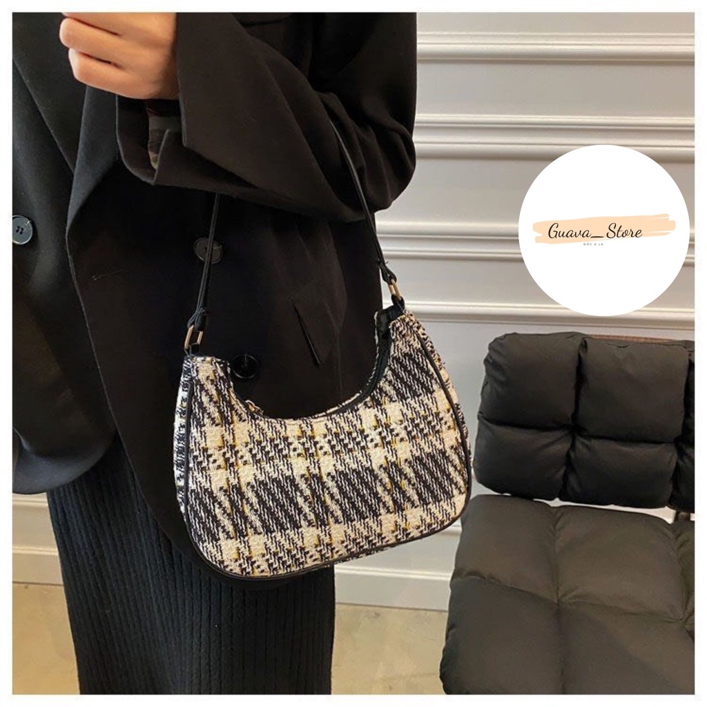 Túi Xách Kẹp Nách, Túi Đeo Vai, Vải Dạ, Dáng Thuyền, Cực Xinh Phong Cách Cá Tính Túi Xách Nữ