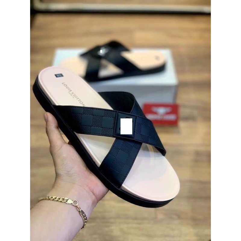 Dép nam quai ngang thêu đế cao su CỰC HOT 2021, Dép nam đẹp mang êm chân