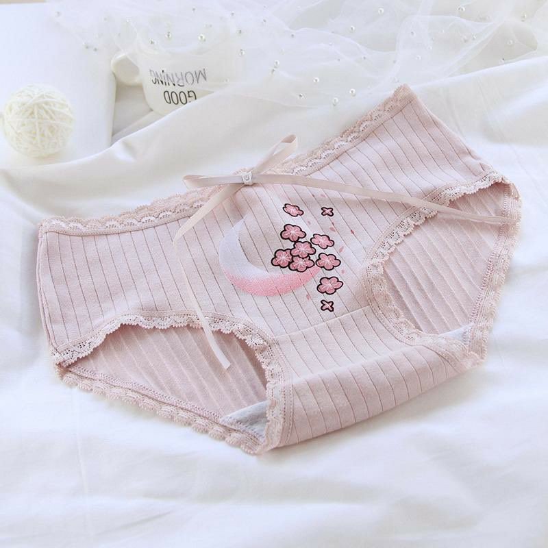 Quần Lót Cotton Co Dãn 4 Chiều Phối Họa Tiết Hoa Anh Đào Rễ Thương (d)