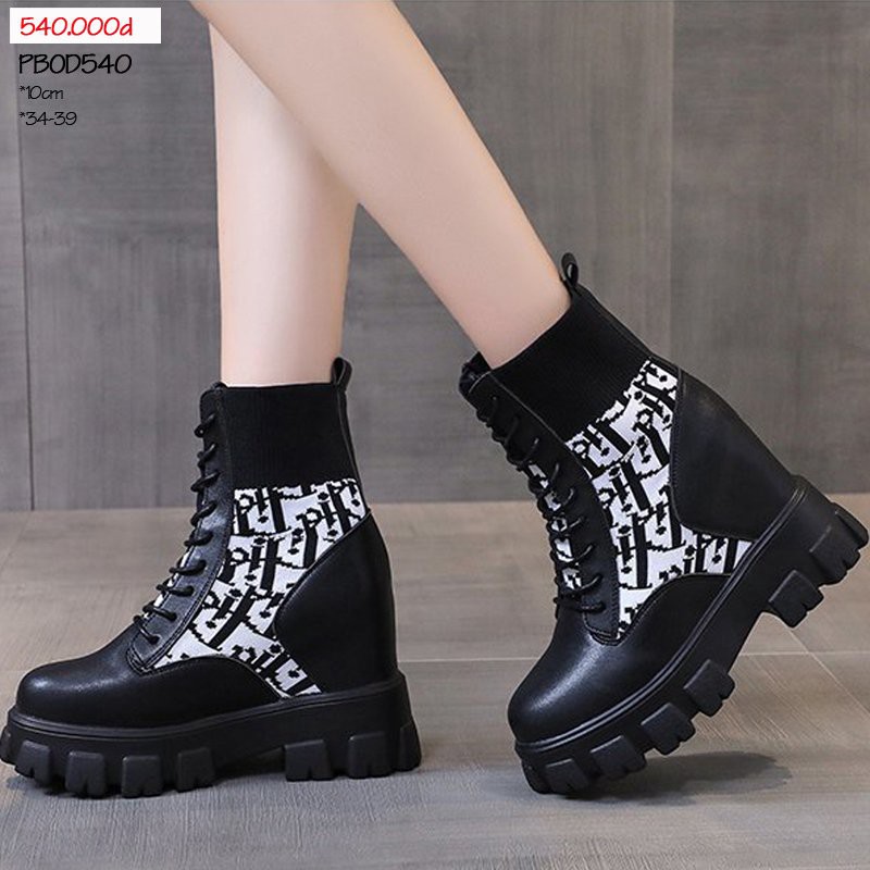 Boot độn đế nữ cao 10CM đế cao su siêu êm siêu nhẹ mã PBOD540