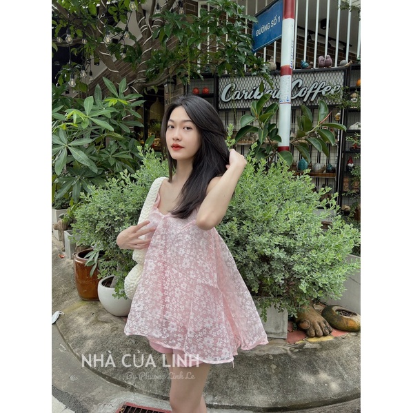 Set áo voan hoa + quần kaki phi bóng👠