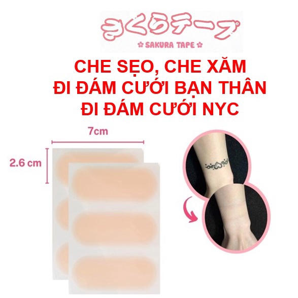 Miếng dán che sẹo lồi che sẹo che xăm Nhật Bản SAKURA Size 2.6x7cm