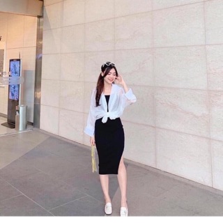 Set váy 2 dây body 🍒freeship🍒 áo sơ mi mỏng - váy maxi đẹp