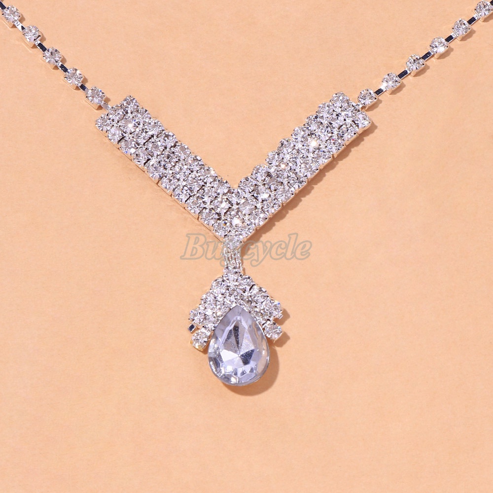 Bộ Vòng cổ + Bông Tai Thời Trang Đơn Giản Cho Cô Dâu