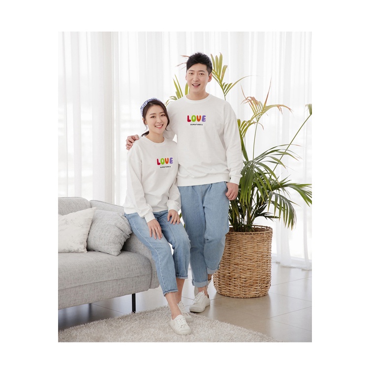 Áo Sweater Gia Đình Familylove - Mẫu Áo Sweater  Họa Tiết Trái Tim Xinh Xắn Love Gumuf Ank A Chất Nỉ Da Cá Cotton 100%