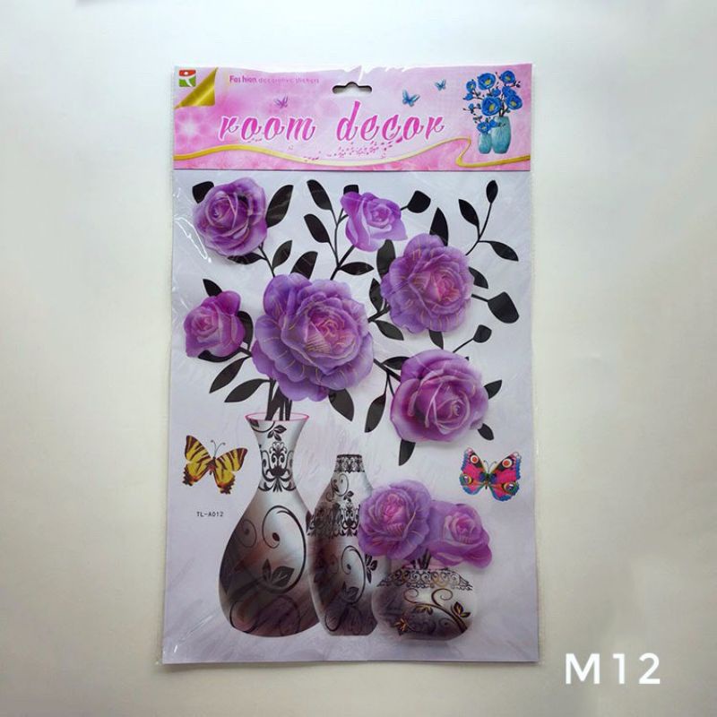 TRANH DÁN TƯỜNG 3D HÌNH BÌNH HOA SINH ĐỘNG