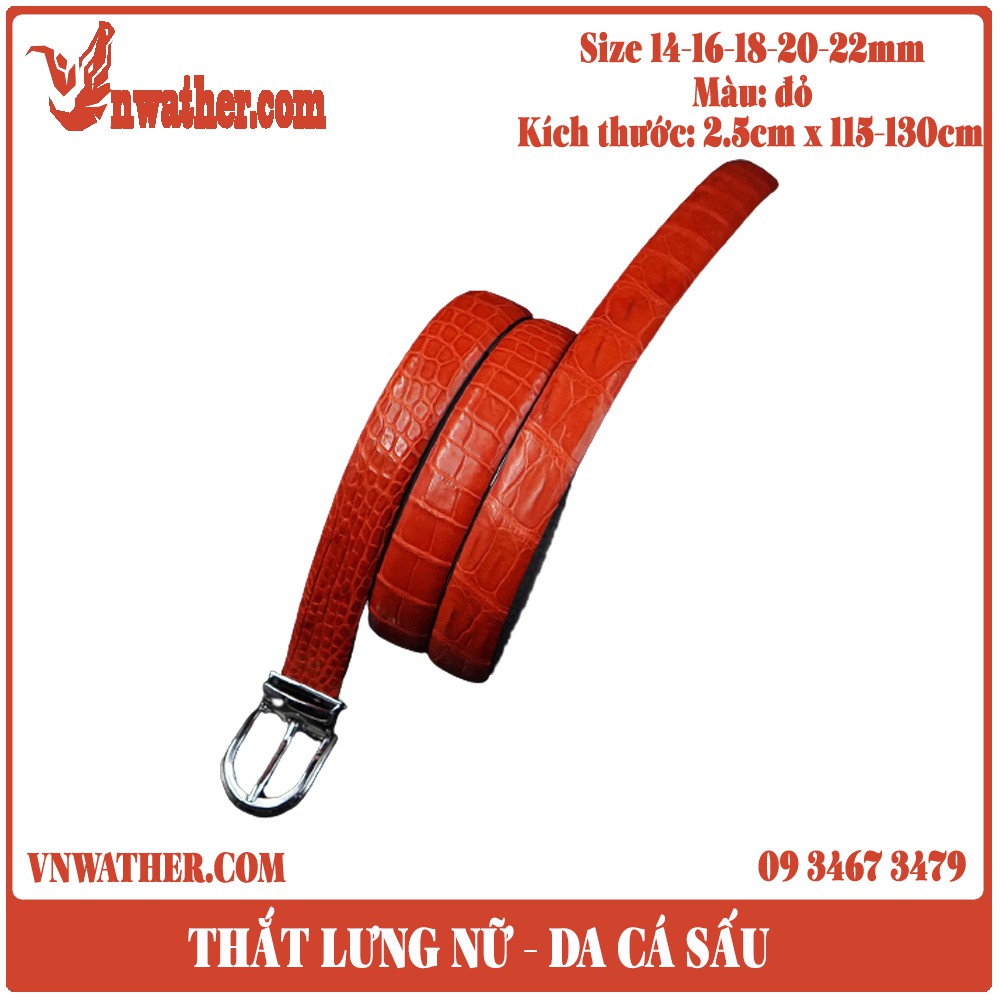 {Da Thật 100%} Thắt lưng nữ da cá sấu nữ đỏ
