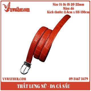 Thắt lưng nữ da cá sấu nữ đỏ