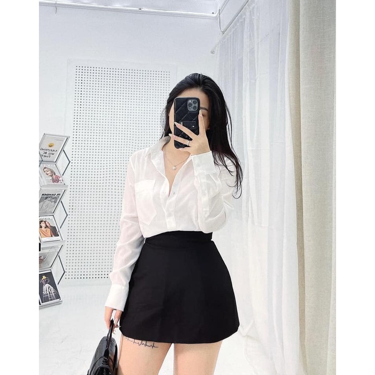 - Áo sơ mi vạt lệch ZR xuất dư kèm móc, cúc dư