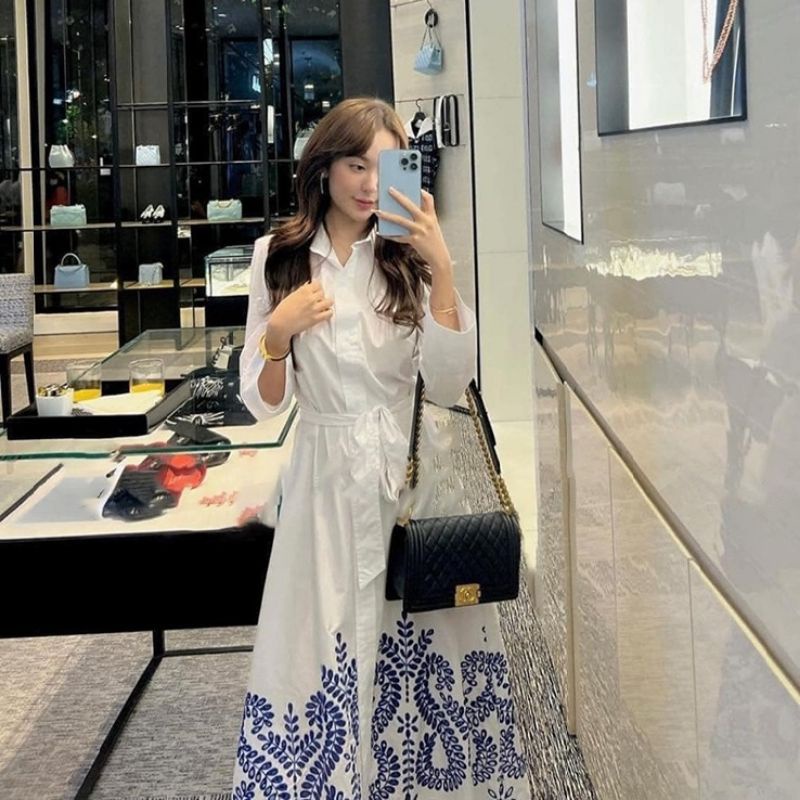 Váy sơ mi thắt eo ZR 2 màu