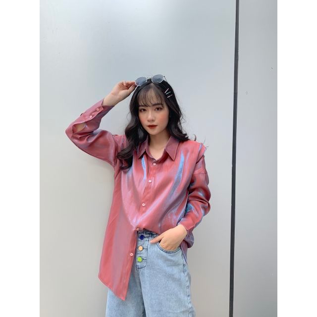 Áo sơ mi lụa tafpa bóng nhũ ăn chơi cực cool