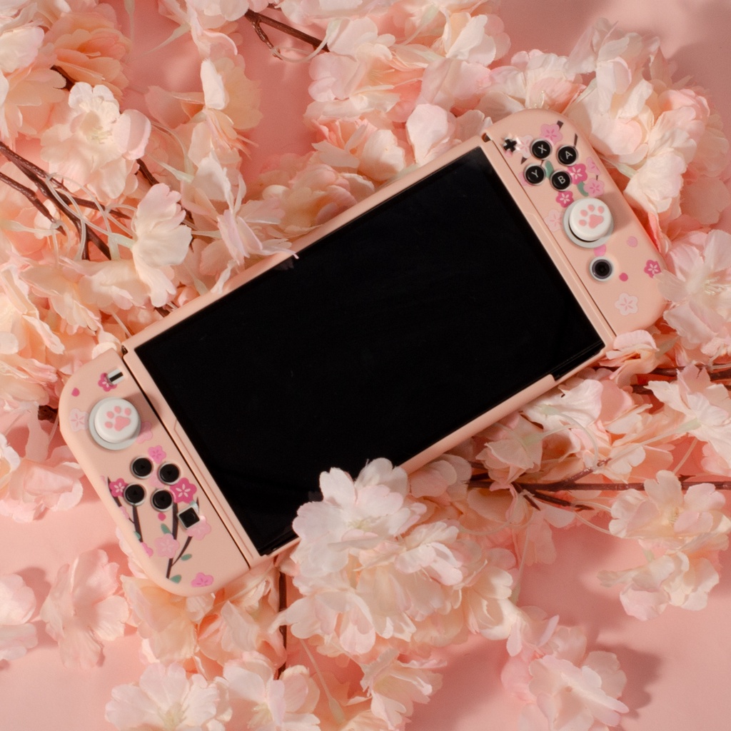 Bộ Ốp Bảo Vệ Máy Chơi Game Nintendo Switch V1 V2 Và OLED Hình Mèo Sakura Dễ Thương