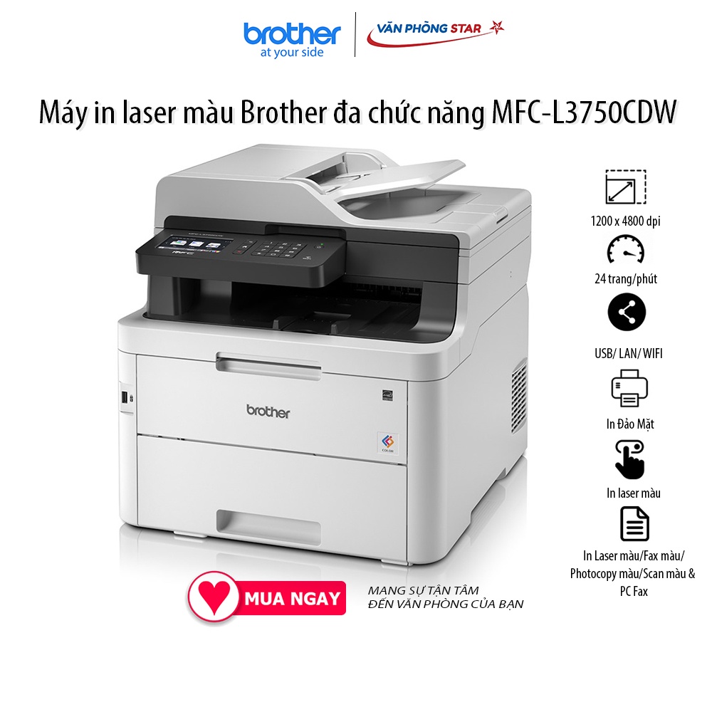 Máy in laser màu Brother đa chức năng MFC-L3750CDW ( In Laser màu/Fax màu/Photocopy màu/Scan màu) tại vanphongstar