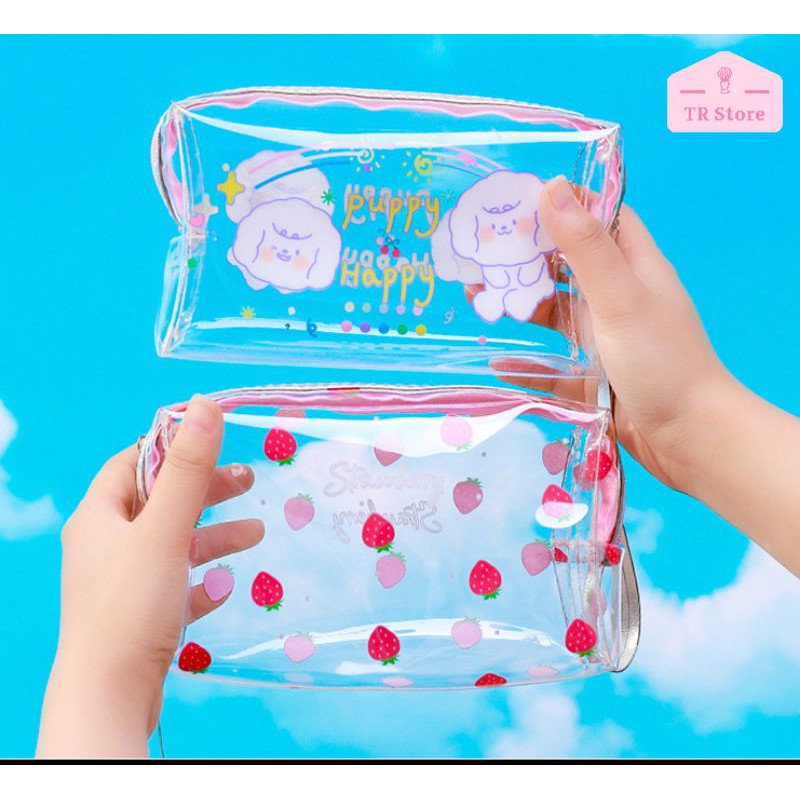Túi đựng mỹ phẩm PU không thấm nước nhiều mẫu có quai cầm tay đồng giá dành cho học sinh sinh viên dân văn phòng