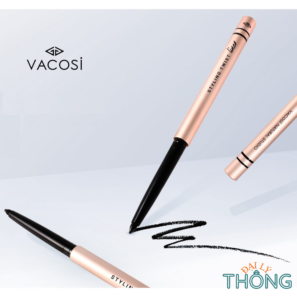 Chì sáp kẻ mắt màu đen huyền Vacosi Hàn Quốc-VM02-01 Chì vặn kẻ mắt dạng gel VACOSI NATURAL STUDIO STYLING TWIST LINER