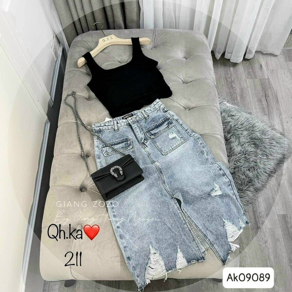 Chân váy nữ DÀI  jean  năng động HANA SHOP911