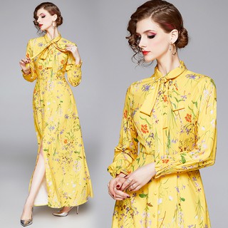 Đầm Maxi Hoa Tay Dài Thời Trang Dành Cho Nữ