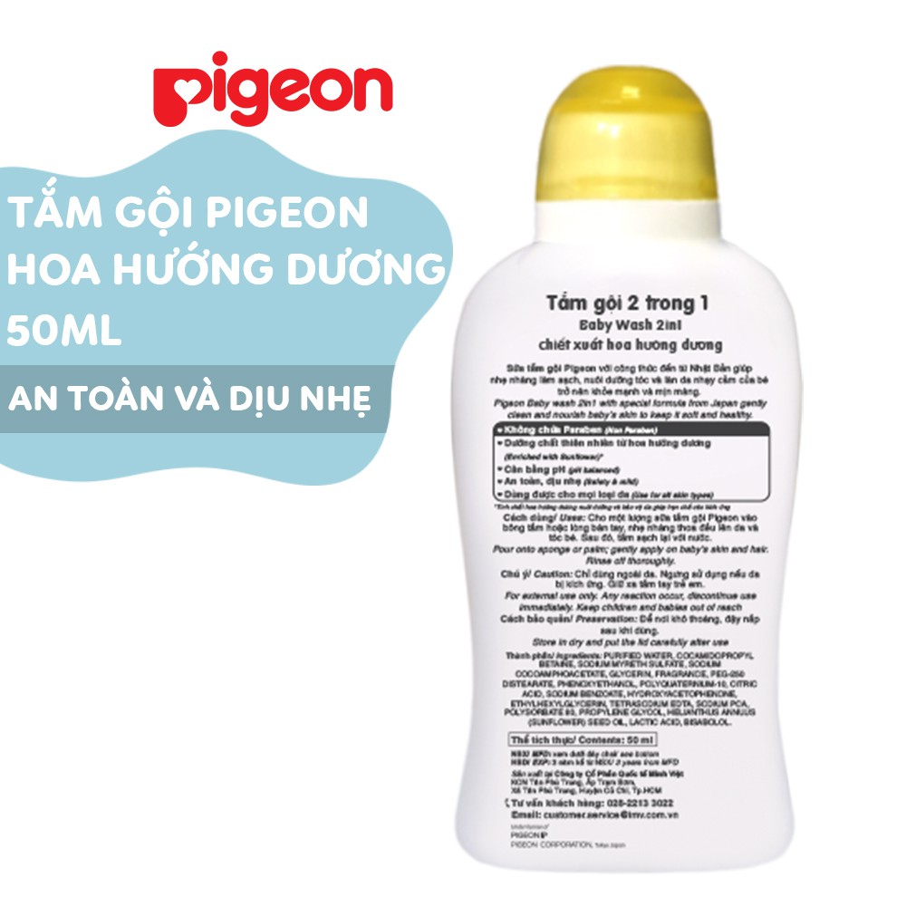 [QUÀ TẶNG KHONG BAN] Tắm gội dịu nhẹ Hoa hướng dương Pigeon 50ml