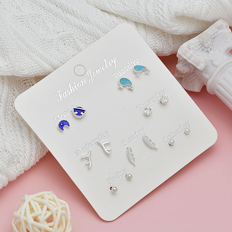 XiaoboACC Bộ 7 Cặp Khuyên Tai Phong Cách Thời Trang Hàn Quốc