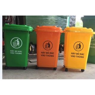 Thùng rác nhựa 60 lít để ngoài trời - có bánh xe