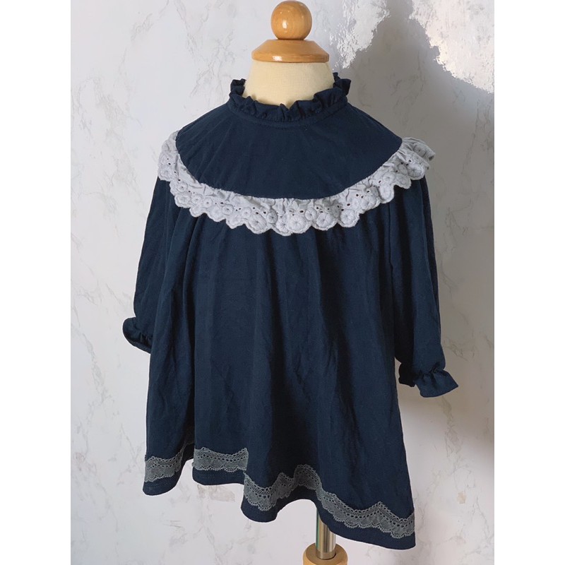 Váy da lộn tím than Zara phối ren( 8-17kg)