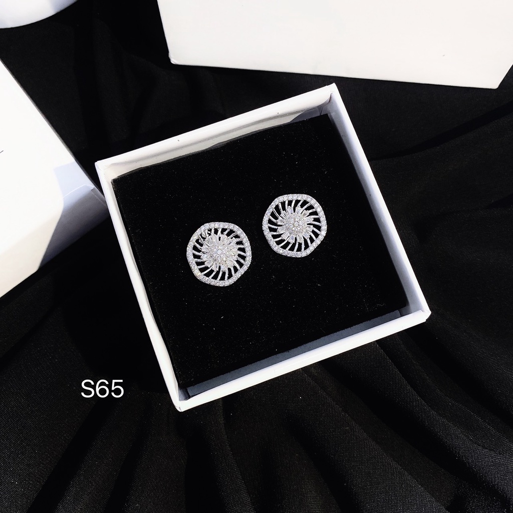 Bông tai xi bạch kim đính đá dành cho nữ MS0089