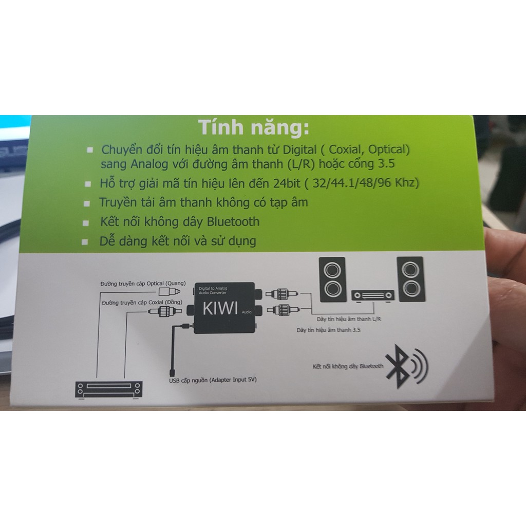 Chuyển Quang ra AV Kiwi KA03 Pro  có Bluetooth - BH 12 tháng - Chính Hãng