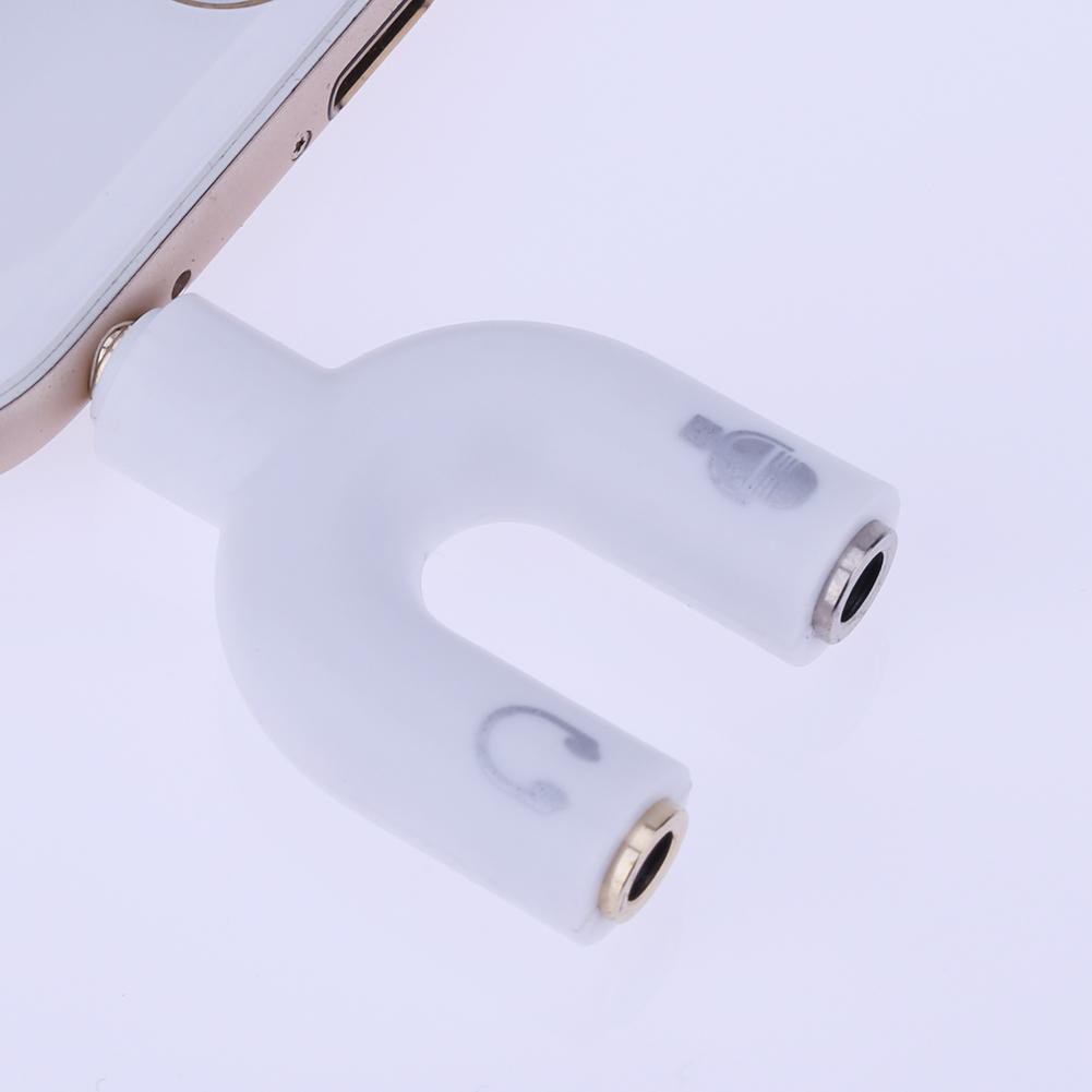 Đầu giắc chuyển đổi tai nghe chia chữ U 2 hướng âm thanh nổi 3.5mm