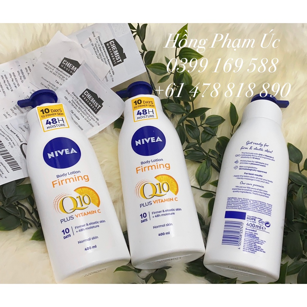 Kem dưỡng ẩm tăng độ đàn hồi cho da toàn thân Nivea Body Skin Firming Lotion Q10 Plus 250ml - 400ml - Xuất sứ Spain