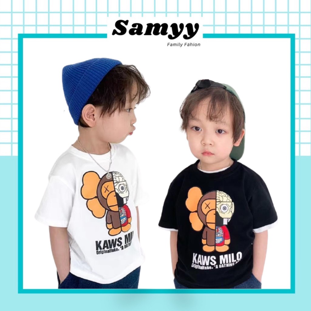 Áo thun tay lỡ BAPE cho bé , áo phông cotton nam nữ unisex ,Samyy_vn