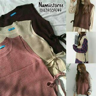 Áo gile len cột nơ eo 😍