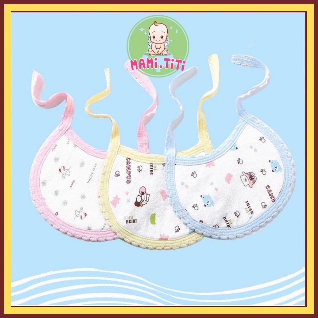 Yếm ăn dặm có dây buộc tiện lợi cho bé 100% COTTON chống thấm - MAMI TITI