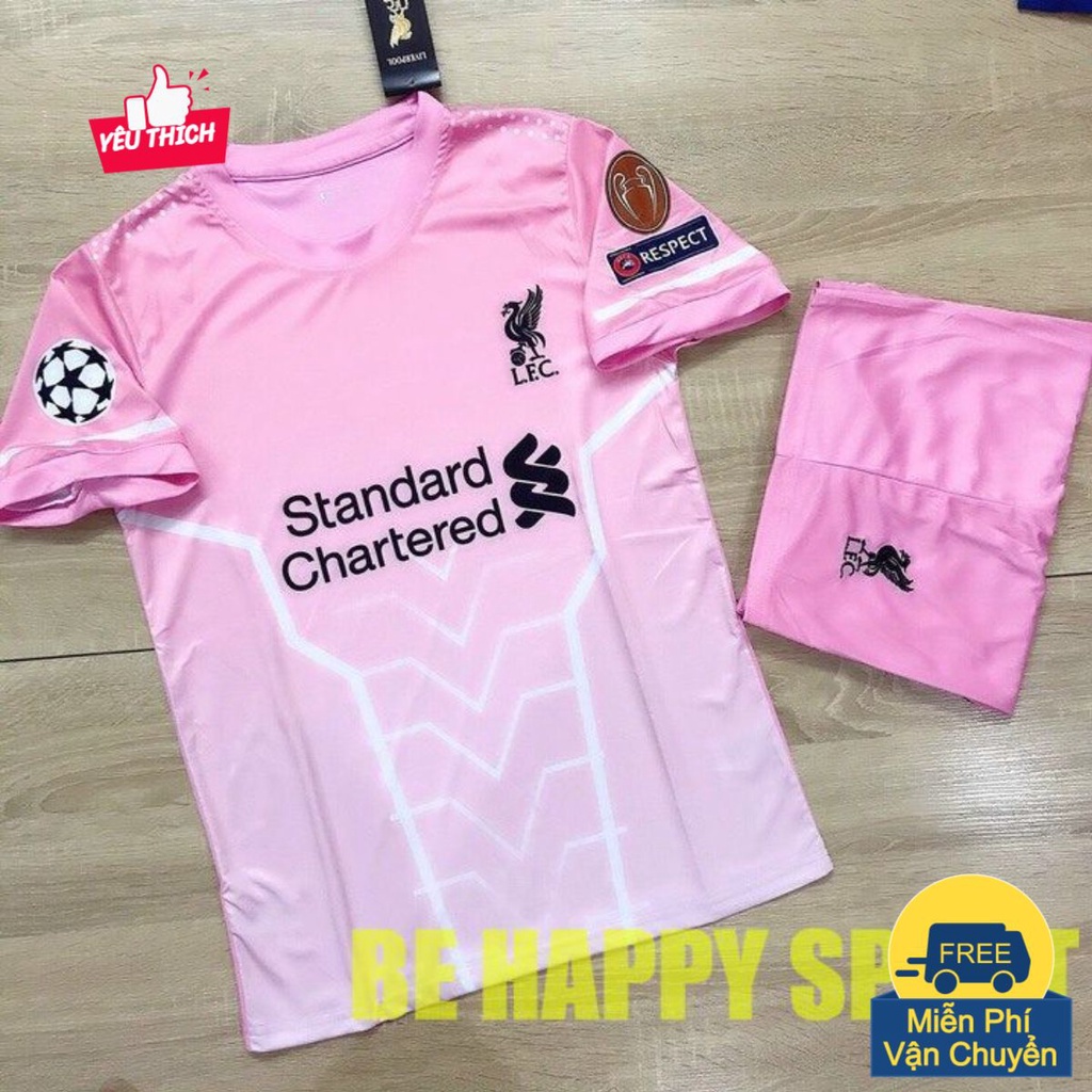 Bộ Áo Đá Bóng Liverpool Hồng Cực Chất Mới Nhất - Đồ Đá Banh PP Bởi Be Happy Sport