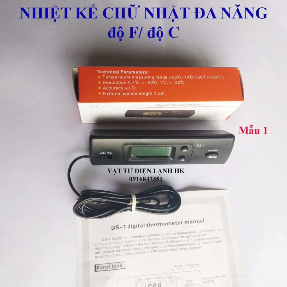 F1 ĐỒNG HỒ ĐO NHIỆT ĐỘ ĐA NĂNG - nhiệt biểu ĐIỆN TỬ CHỮ NHẬT DS-một 8 1