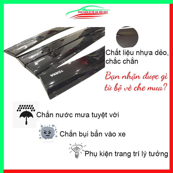 Vè che mưa cho xe ô tô Terra 2018-2020 vè đen bảo vệ trang trí xe