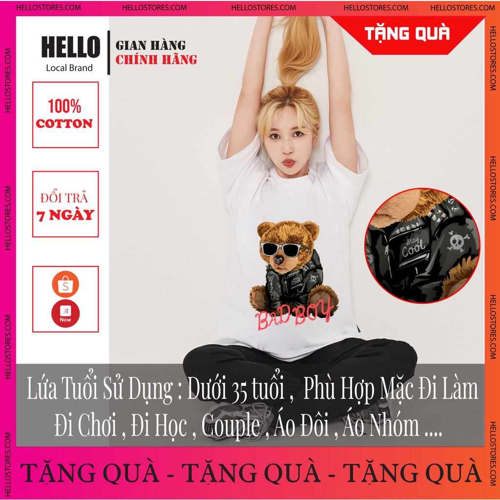 [MÃ HELLOAP01 GIẢM 10% TỐI ĐA 10K ĐƠN TỐI THIỂU 700k] Áo phông nữ rộng unisex cổ tròn HELLO BADBOY_Ap02 | BigBuy360 - bigbuy360.vn