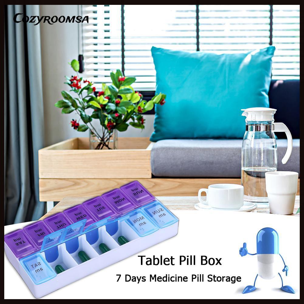 [Hàng mới về] Hộp nhựa chia thuốc 7 ngày 14 ô tiện dụng có thể dùng đựng trang sức