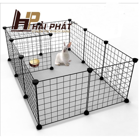 Chuồng chó mèo lắp ghép tiện lợi chắc chắn (12 tấm lưới đen  )