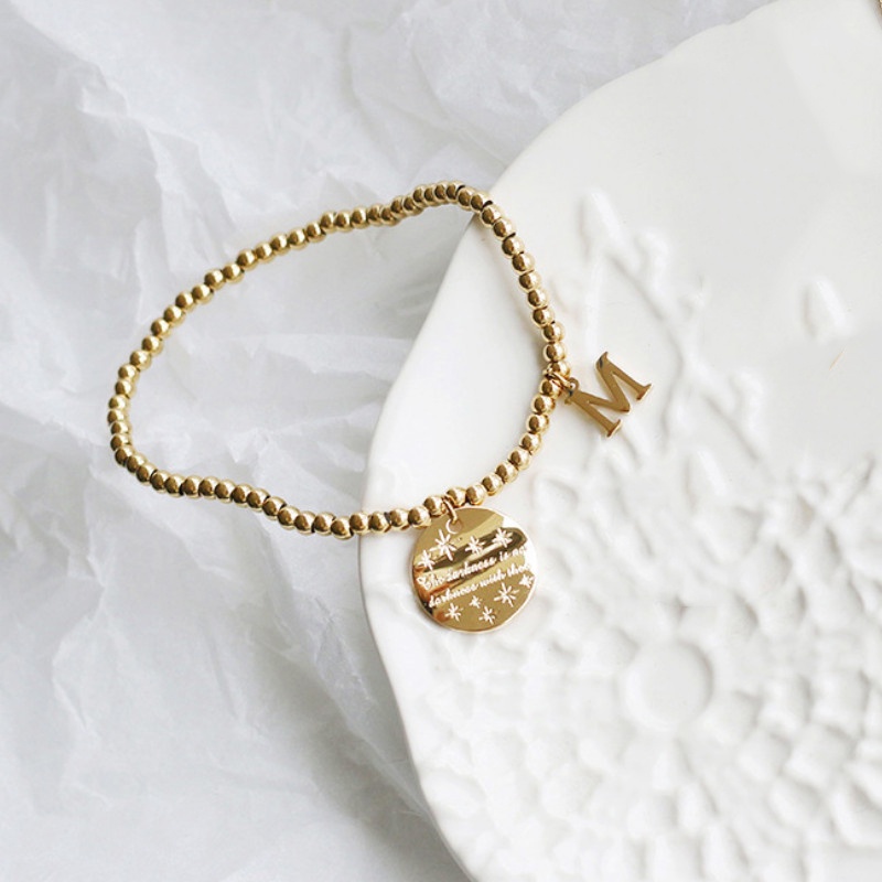 Dây Chuyền Hoặc Lắc Tay Mặt Tròn Và Chữ M Titan Ko Đen TT 3896