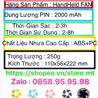 ❣️Quạt Mini tích điện❣️[5 CÁNH - 3 TỐC ĐỘ GIÓ] Có đế để bàn, để điện thoại | PIN TRÂU | Bảo Hành 1 Đổi 1