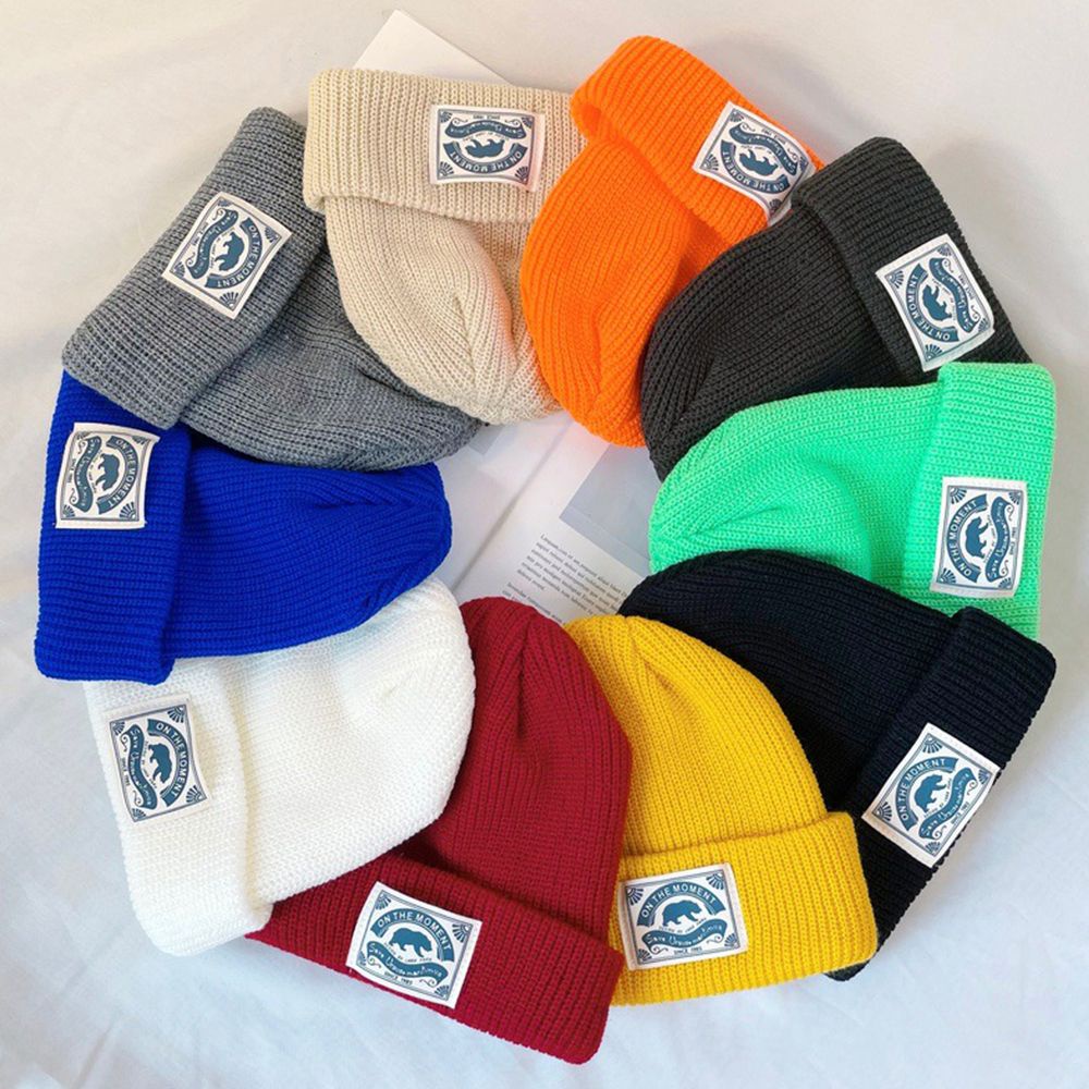 Mũ beanie dệt kim màu trơn phong cách Hàn Quốc năng động thời trang cho nữ