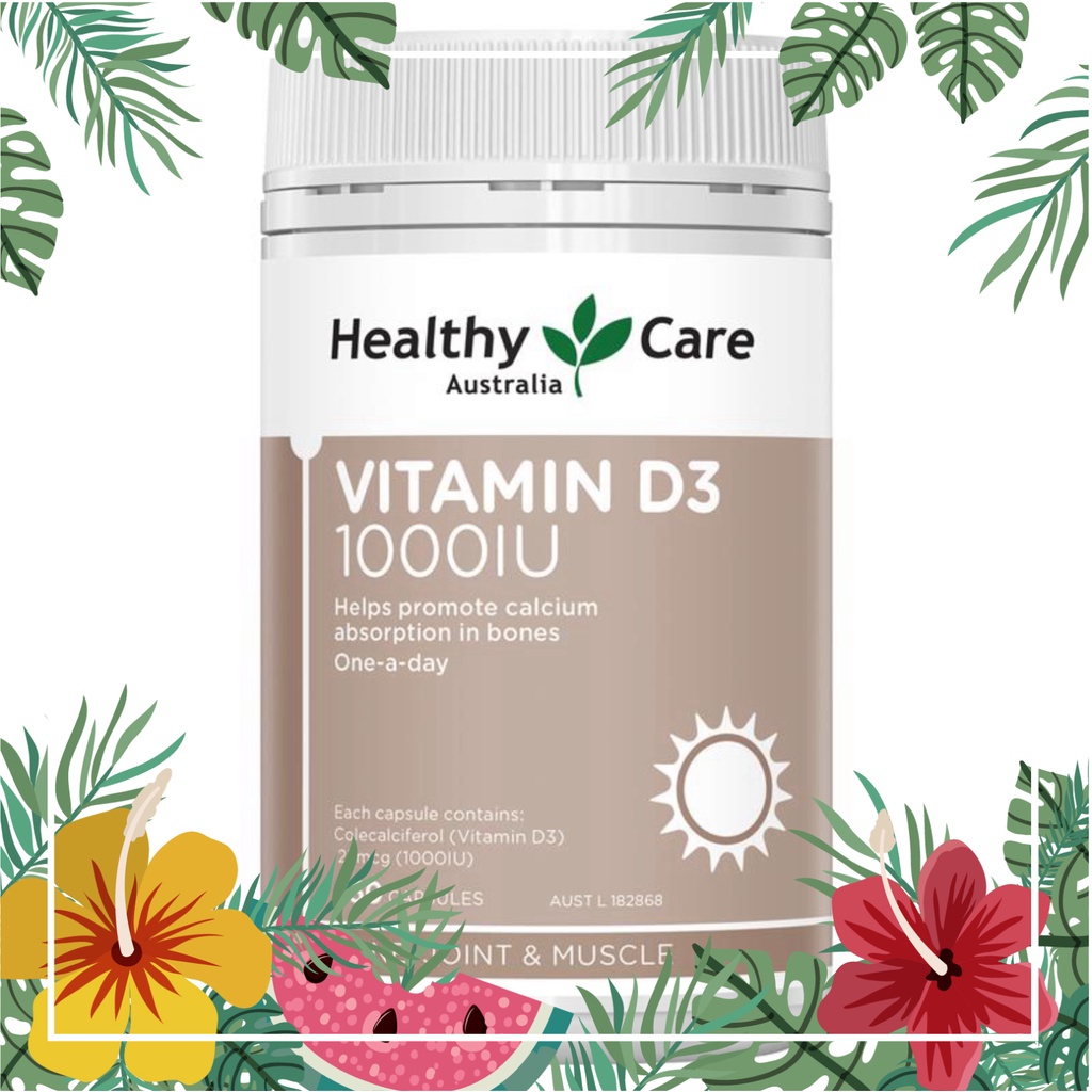 Viên uống bổ sung Vitamin D3 1000IU Healthy Care - Hàng Úc Nội địa hỗ trợ hấp thụ canxi , tăng đề khánnanagmieenx dịch