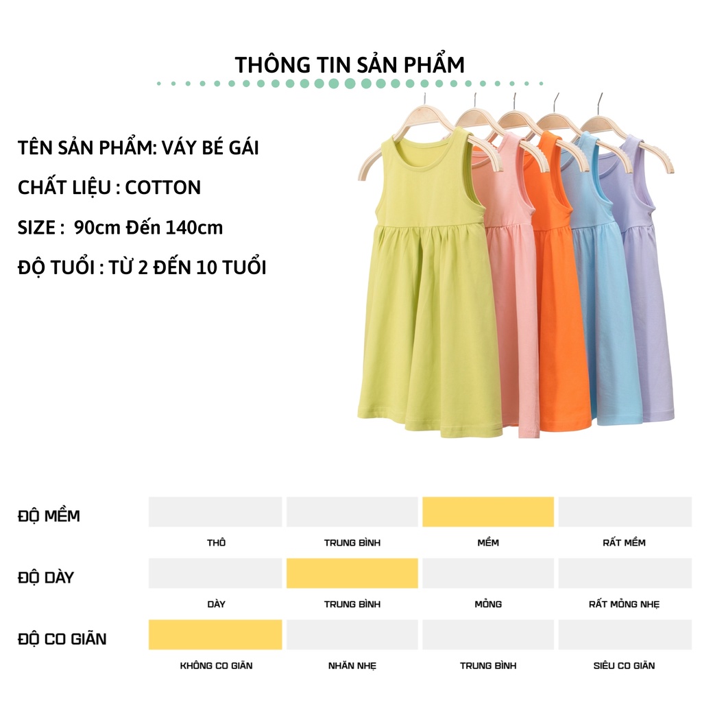 Váy sát nách bé gái 27Kids 27Home đầm nữ mùa hè chất cotton thoáng mát cho trẻ 2-10 Tuổi GSDR2