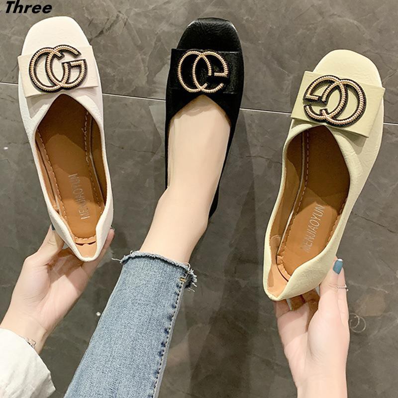 Women's shoes, high-heeled shoes, square toe single shoes, women's all-match fashion temperament, ladies shallow mouth one-step gentle low heel peas women's shoes