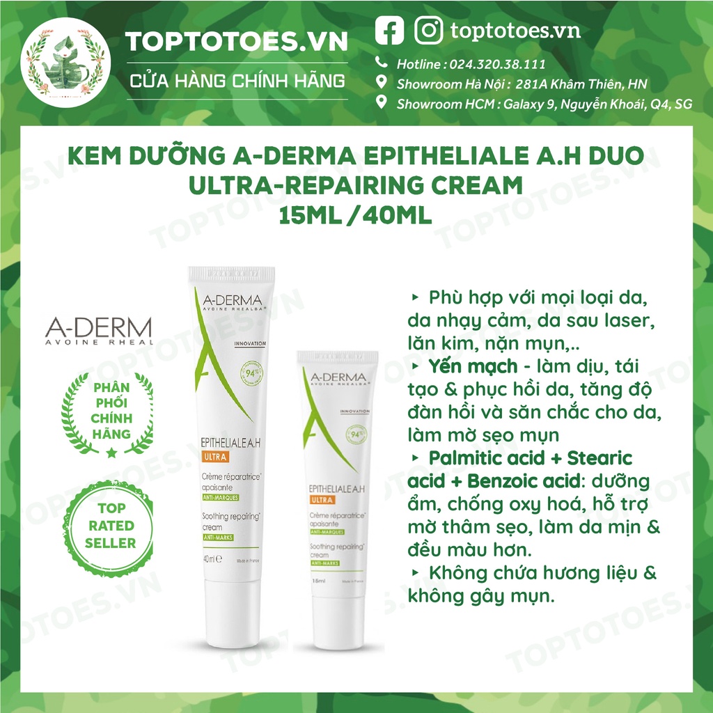 Kem tái tạo da, mờ sẹo A-DERMA EPITHELIALE A.H DUO Ultra-Repairing Cream 15ml/ 40ml [NHẬP KHẨU CHÍNH HÃNG 100%]