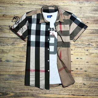 Áo sơ mi nam ngắn tay BBR, vải kate caro xịn sang trọng, lịch lãm NMK023
