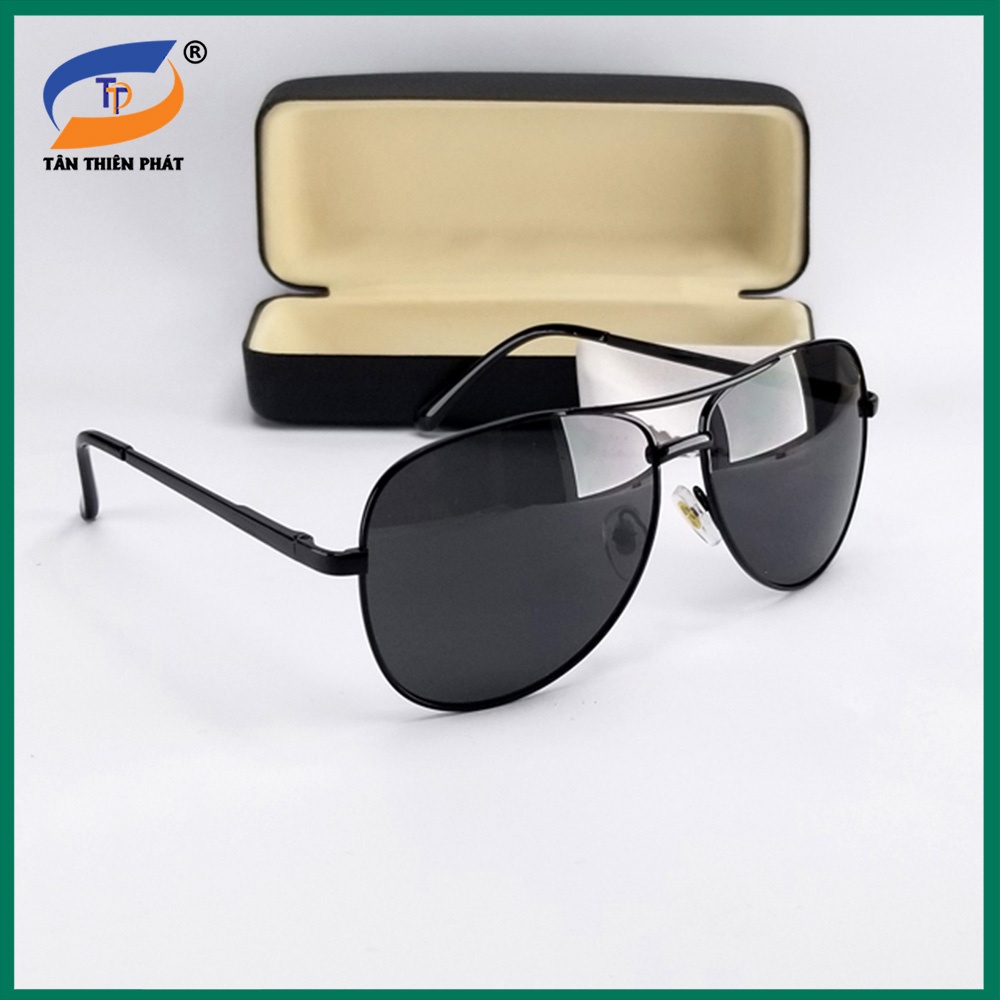 Mắt kính mát nam form chữ nhật màu đen viền vàng 5807. Tròng kính Polarized phân cực chống nắng, chống bụi, tia UV
