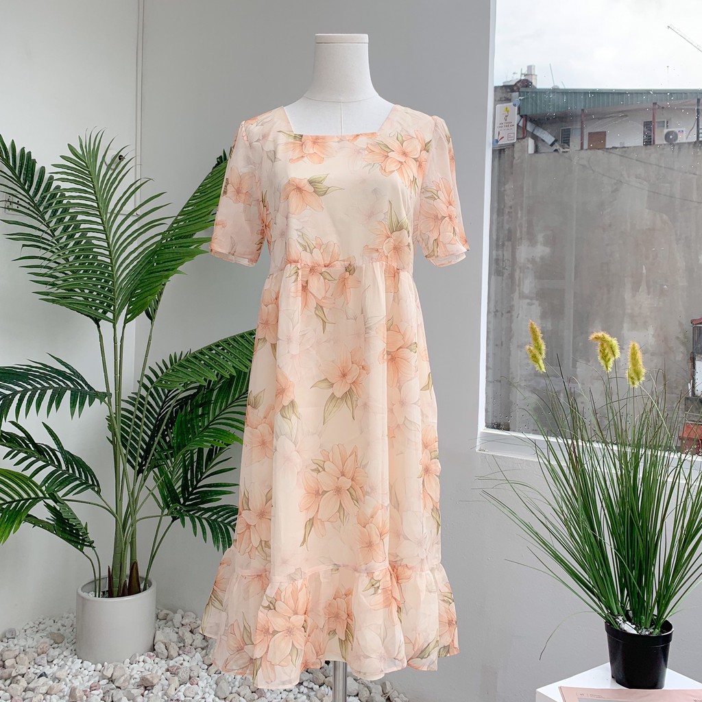 MEDYLA - Váy bầu mùa hè xinh thiết kế 2 lớp tơ hoa lót lụa cho bầu đi chơi, du lịch - VS745