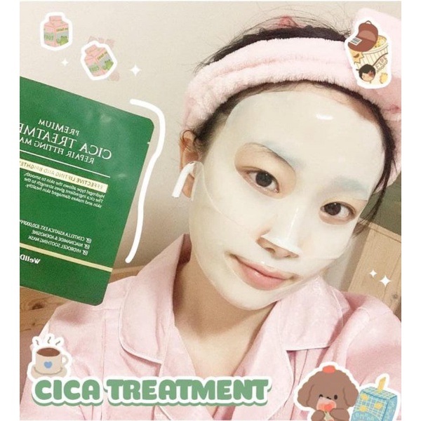 Mặt Nạ Thạch Làm Dịu, Phục Hồi Da WellDerma Premium Cica Treatment Repair Fitting Mask